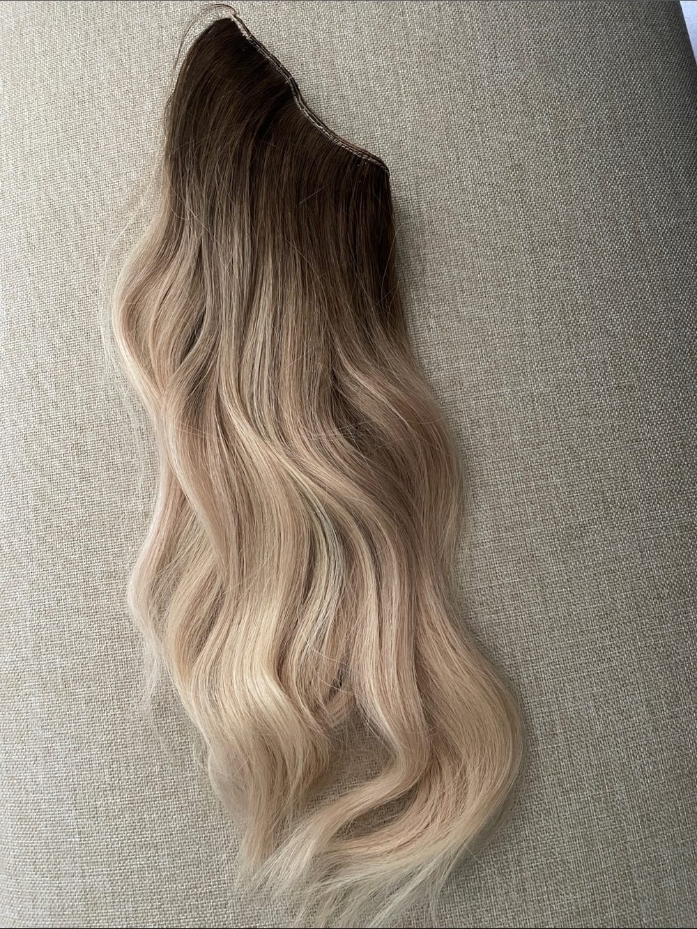 Natural Dark Root to Blonde Ombre halo Hair Extension